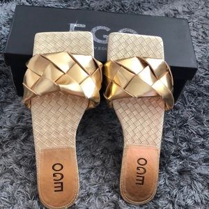 Gold Weave Flat Sandals
